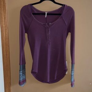 Waffle style top with fun detail on the sleeves from Evereve.